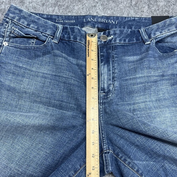 Lane Bryant Jeans Womens 20 Blue Mid Rise A Line Trouser Wide Leg Stretch Denim - Picture 9 of 12
